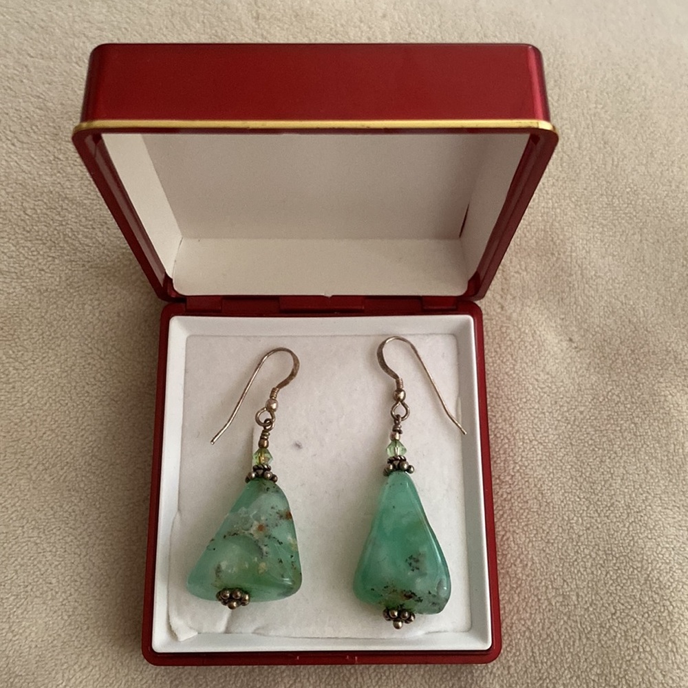 Green Crystal Gemstone Earrings